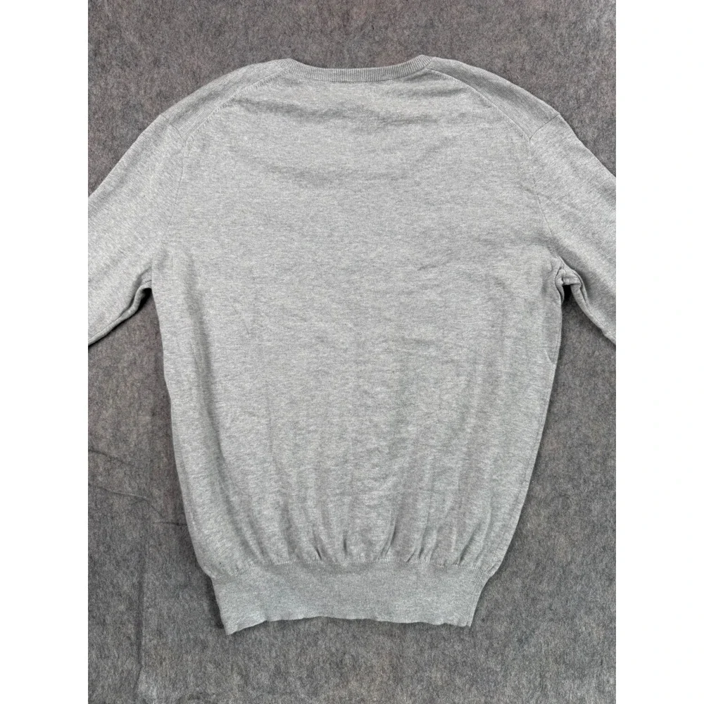 Polo Ralph Lauren Mens Pima Cotton V-Neck Sweater Gray Small Pony Logo Heather